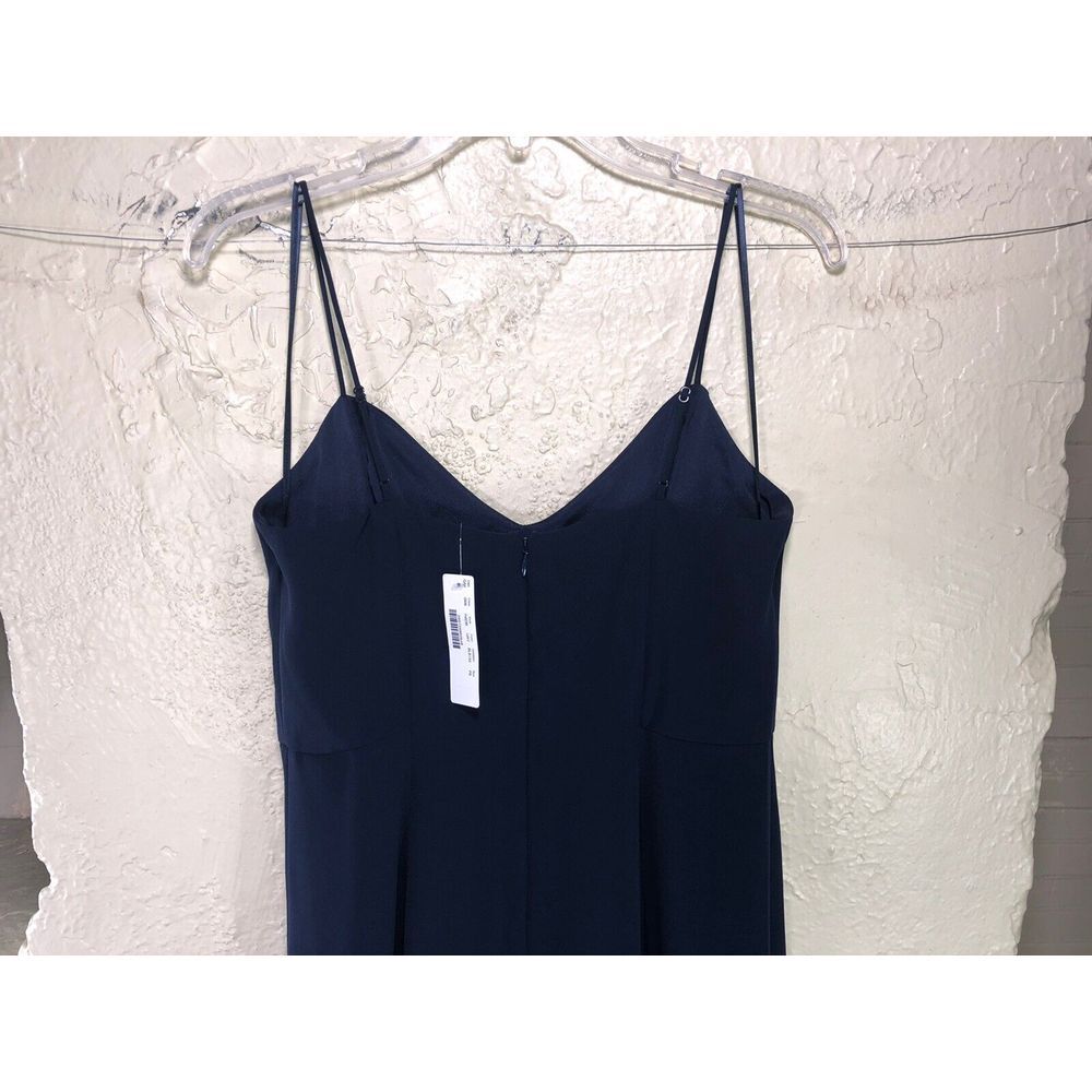 J. Crew Petite Drapey Spaghetti Strap Dress W Side Slit Sz 6 Petite Navy Blue - Picture 5 of 8
